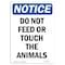 Signmission OSHA Notice, 7" Height, Do Not Feed Or Touch The Animals Sign, 7" X 5", Portrait OS-NS-D-57-V-11274 - alternate 1